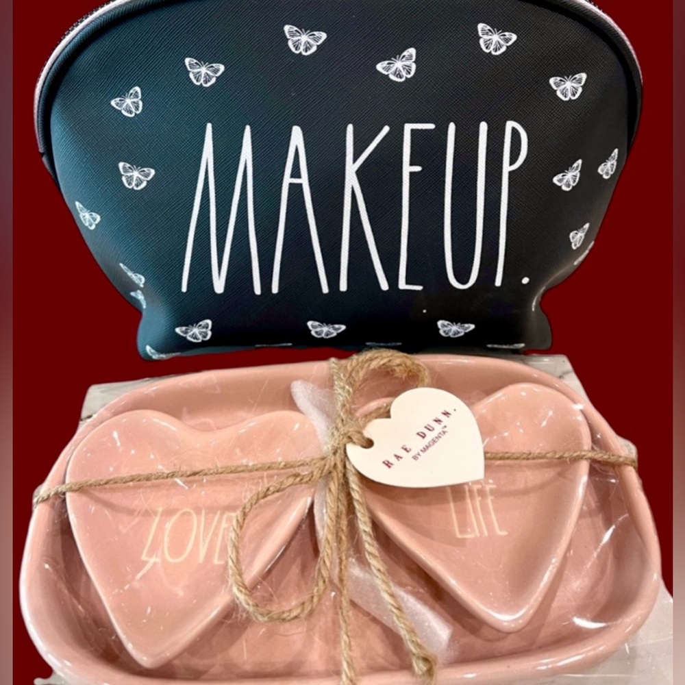 2 Pc Rae Dunn-Trinket Trays & Makeup Bag New